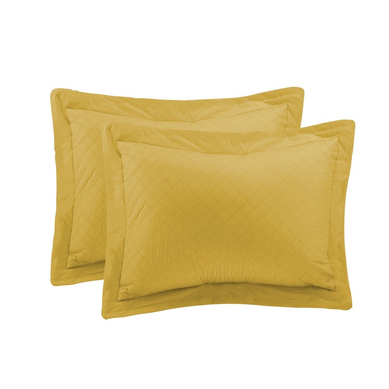 Lotus Home Stayclean Bacteria Reducing Diamondesque Water and Stain Resistant Microfiber Sham Set, Standard, Yellow, 2 Piece